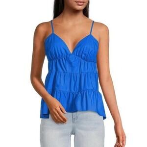 a loves a | NWT Blue V-Neck Sleeveless Tiered Poplin Cami Top